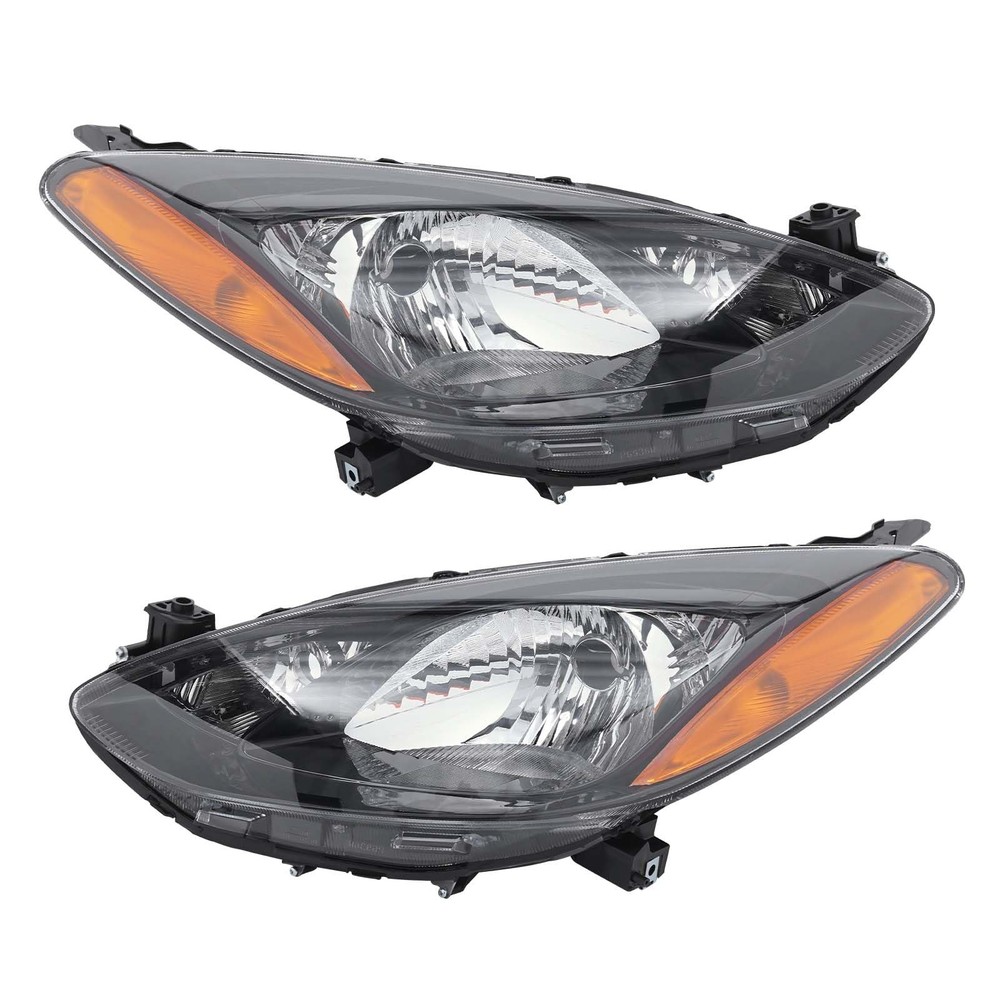 Halogen Headlights Assembly for 2011-2014 Mazda 2 Driver and Passenger Side