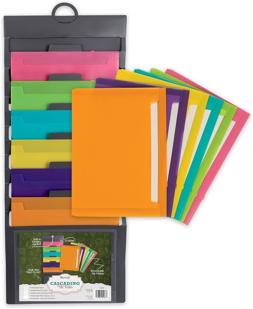 Cascading Wall File Organizer Classrom Organization & Storage 6 Removable Poly