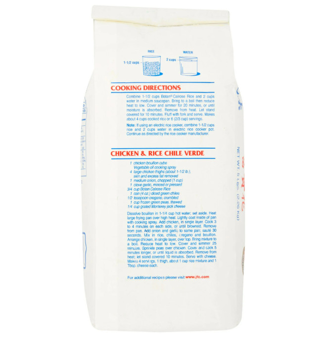 Botan Calrose Rice, 5 lb Bag