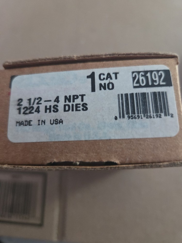 Ridgid 26192 2-1/2" - 4" NPT High Speed Pipe for 1224 Threading Machine