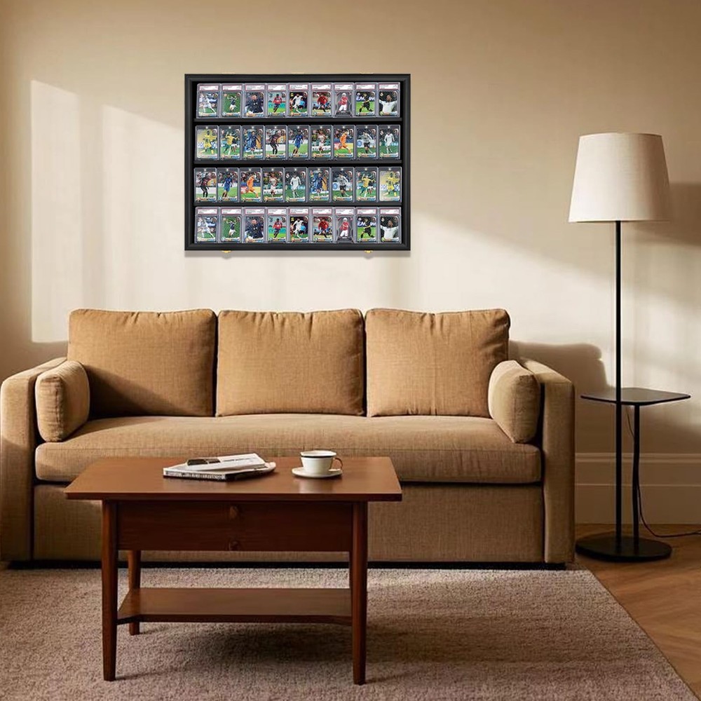 Graded Sports Card Display Case 36 - Black - Horizontal,