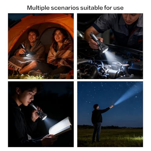 350LM Rechargeable LED Flashlight, 2.5W Tactical Flashlight with Type-C,