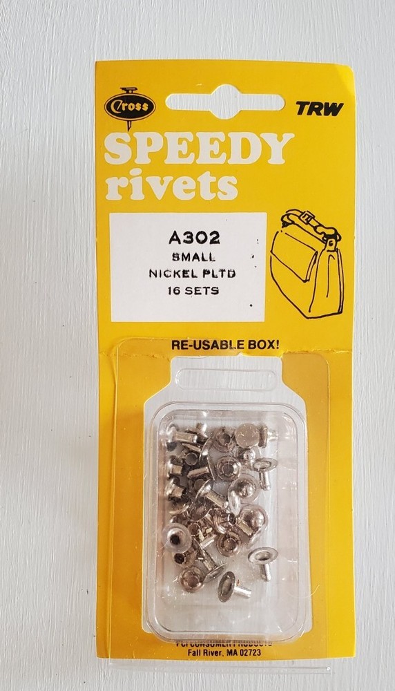 9 Boxes Small Nickle Plated Rivets A302 Vintage