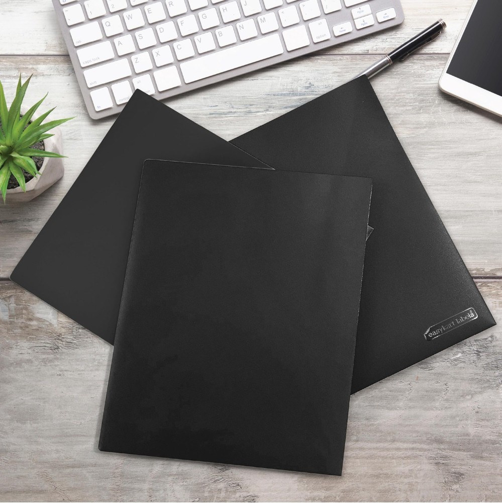 Easykart Plastic Folders with Pockets - (Black, 12 Pack), 2 Pocket Poly Folde...