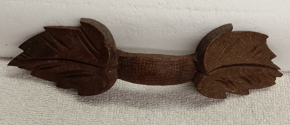 ANTIQUE WALNUT CARVED LEAF PATTERN DRAWER , DOOR HANDLE/PULL HORIZONTAL,VERTICAL