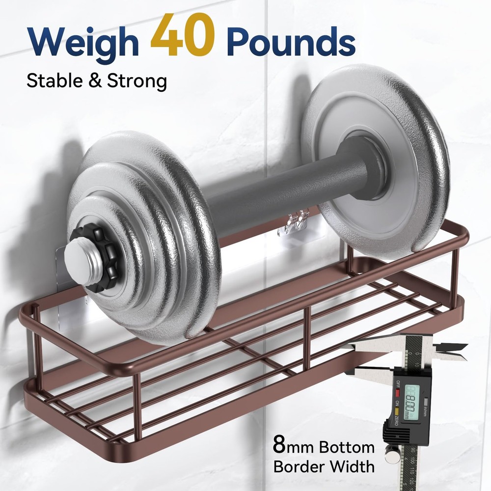 YASONIC Rustproof Shower Caddy 2-Pack, Large Capacity Organizer, Bronze Finish