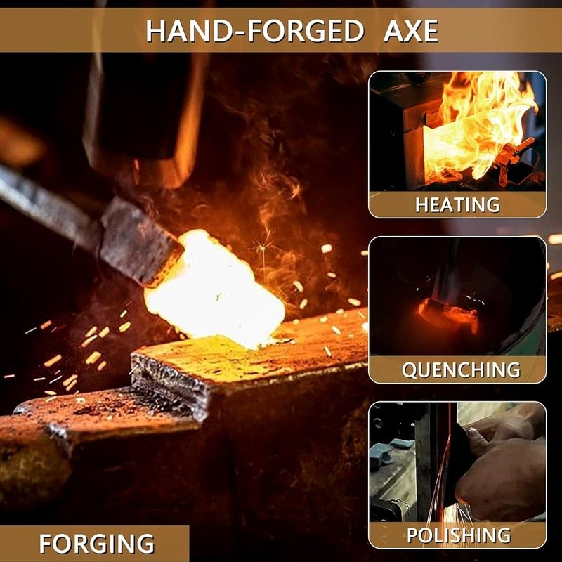 Multipurpose Camping Hatchet Durable Beech Wood Handle Sharp Axe W/ Sheath New