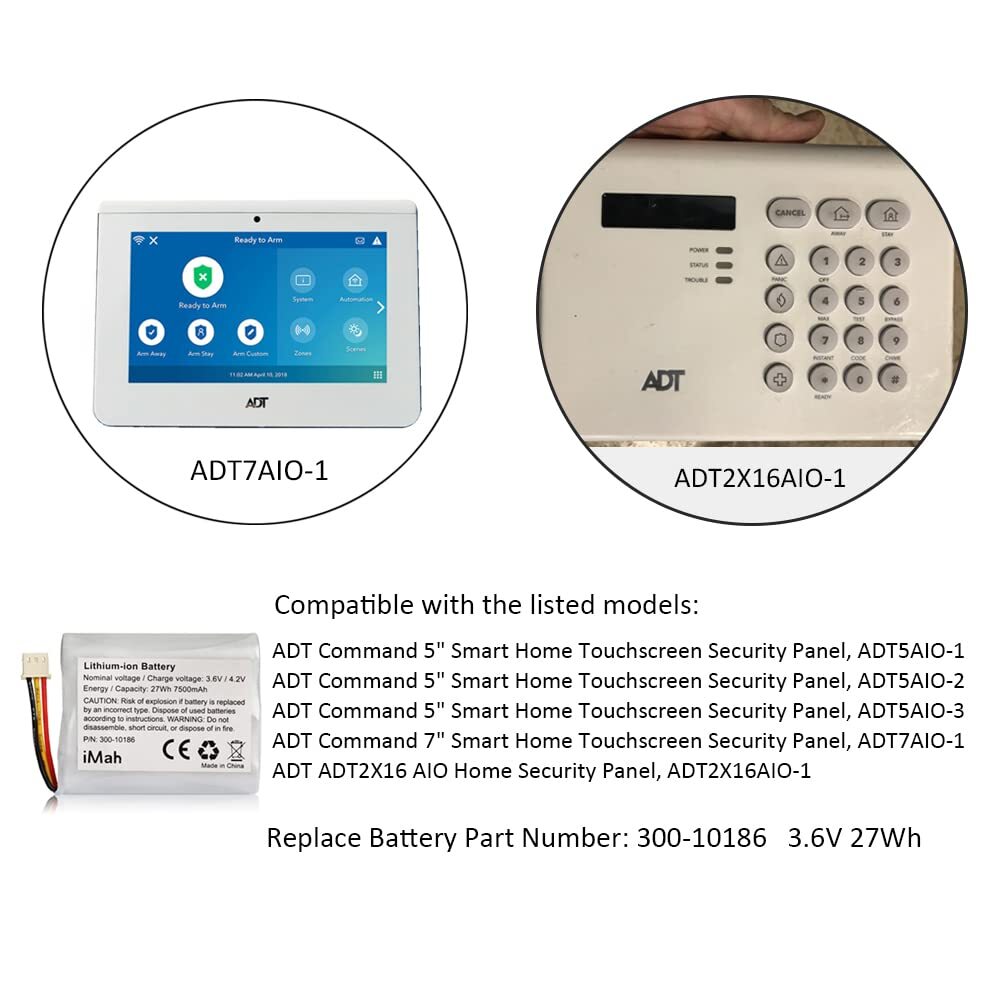 Battery 300-10186 for ADT Command Smart Panel | 3.6V 27Wh