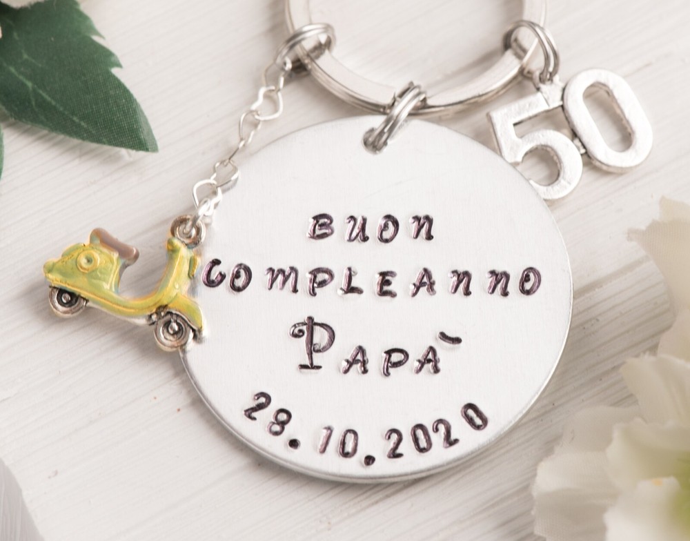 custom scooter keychain 50 years birthday dad