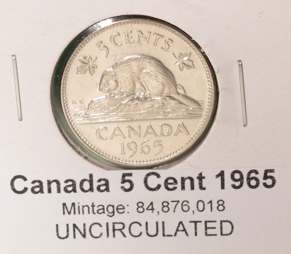 1965 Canada 5 Cent - UNCIRCULATED from Mint Roll 🇨🇦
