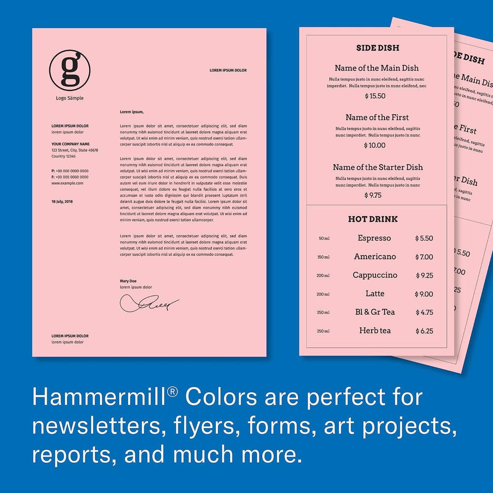 Hammermill Colored Paper, 20lb Pink Printer 1 Ream | 500 Sheets,