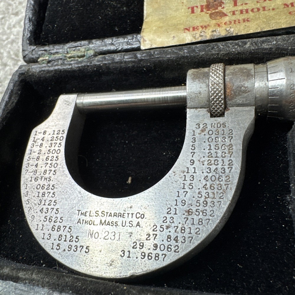 Vintage L.S. Starrett Co. No. 231 Micrometer