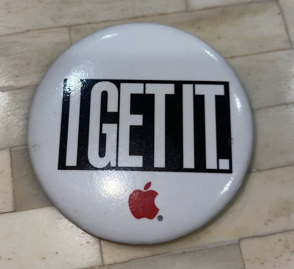 APPLE COMPUTERS IPAD ' I GET IT ' ORIGINAL 2000's PROMO ADVERTISING TIN Pin