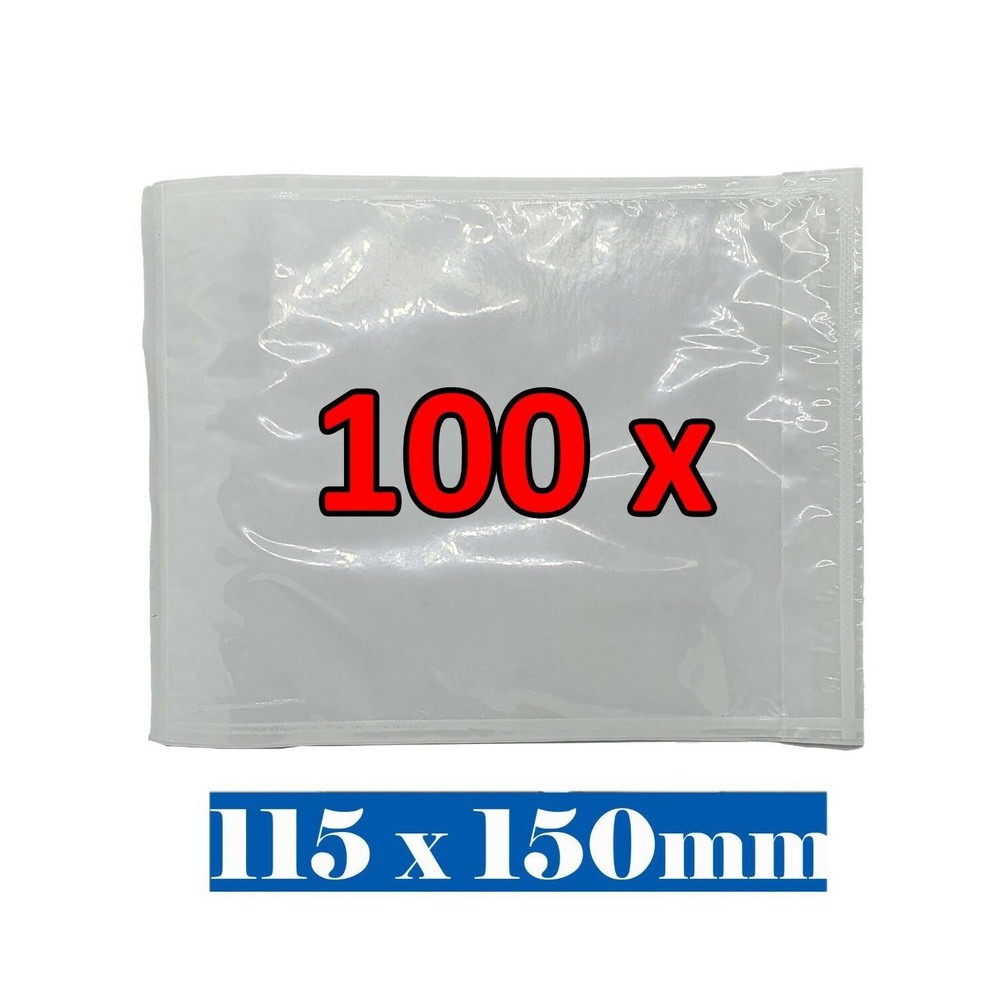 100 x Document Enclosed Pouch 115 x 150MM White Blank Plain Invoice Envelope