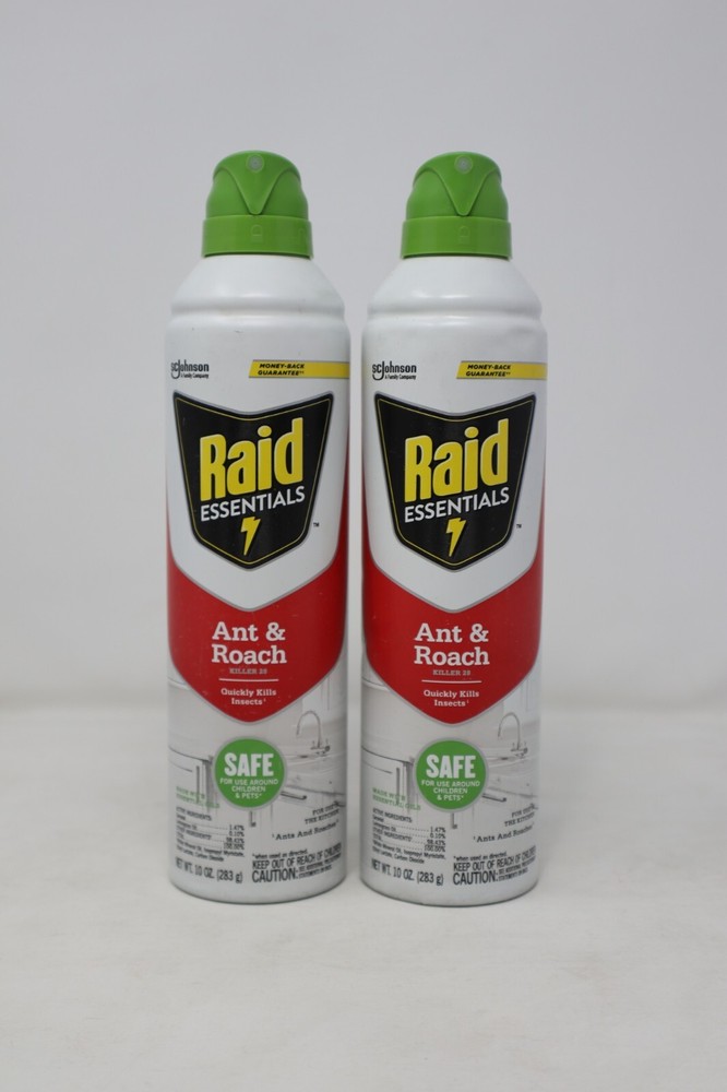 2-Pack Raid Essentials Ant & Roach Killer 28 Spray, 10 Oz - Pre-Owned