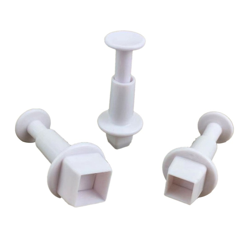 3pcs Square Plastic Baking Mold Kitchen Biscuit Cookie Cutter Pastry Plunger