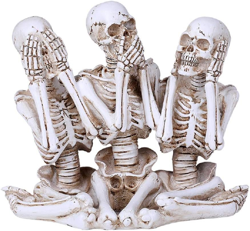 Hear See Speak No Evil Skeleton Resin Figurine