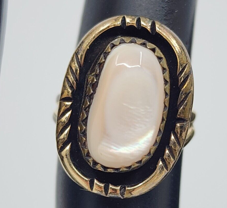 Native Sterling & 12k GF MOP Shell Ring Size 3 Small