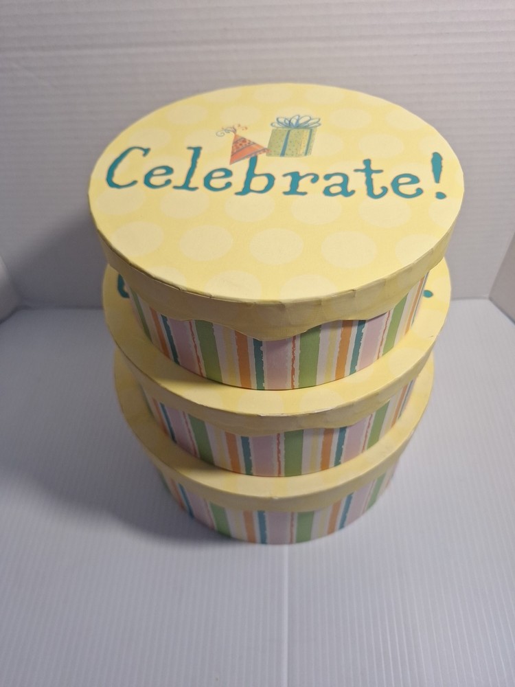 3 pc Bob's Boxes "Celebrate" by Sherri Buck Baldwin Nesting Box Set 2006