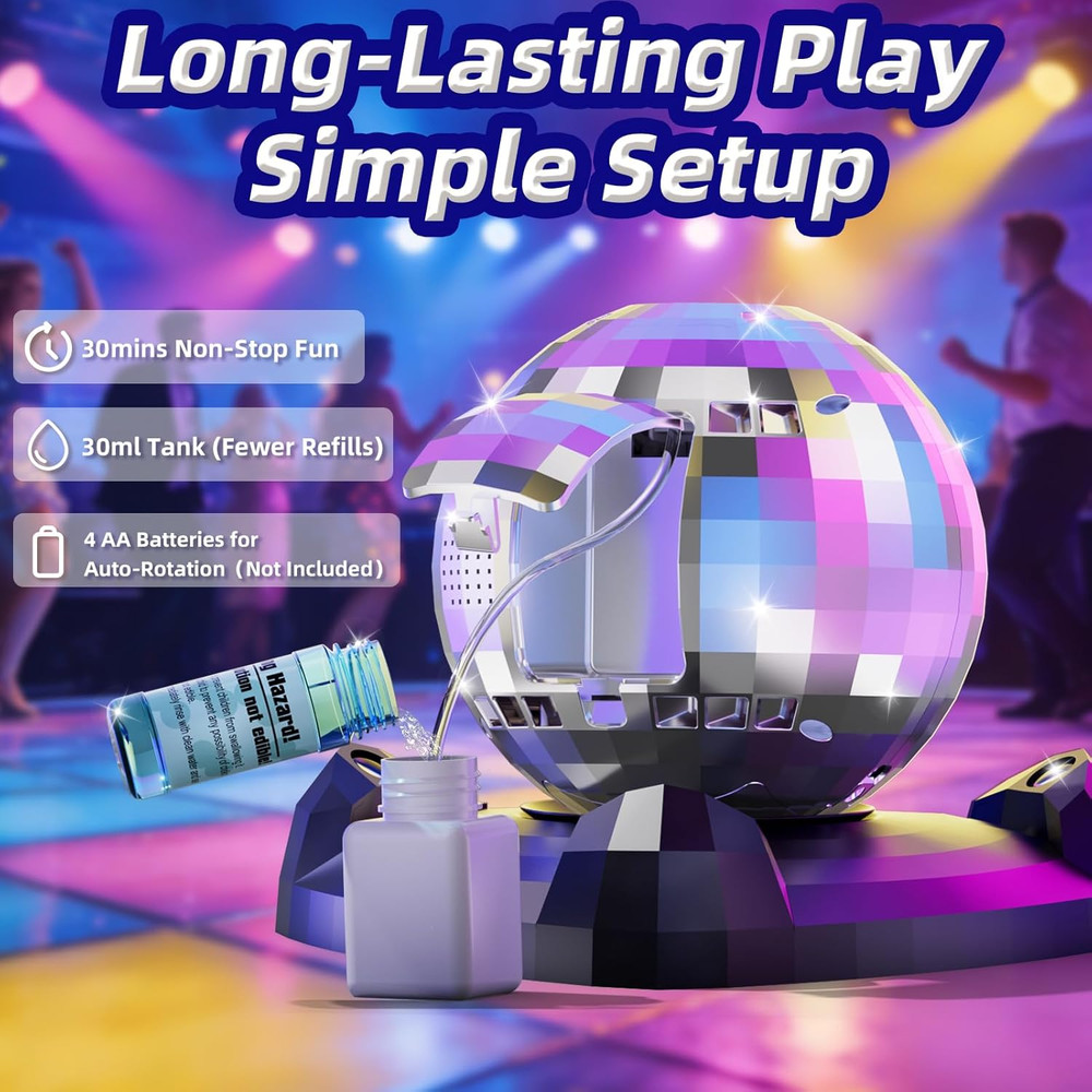 Bubble Machine for Kids & Toddlers 1-3, Automatic Disco Bubble Blower Maker with