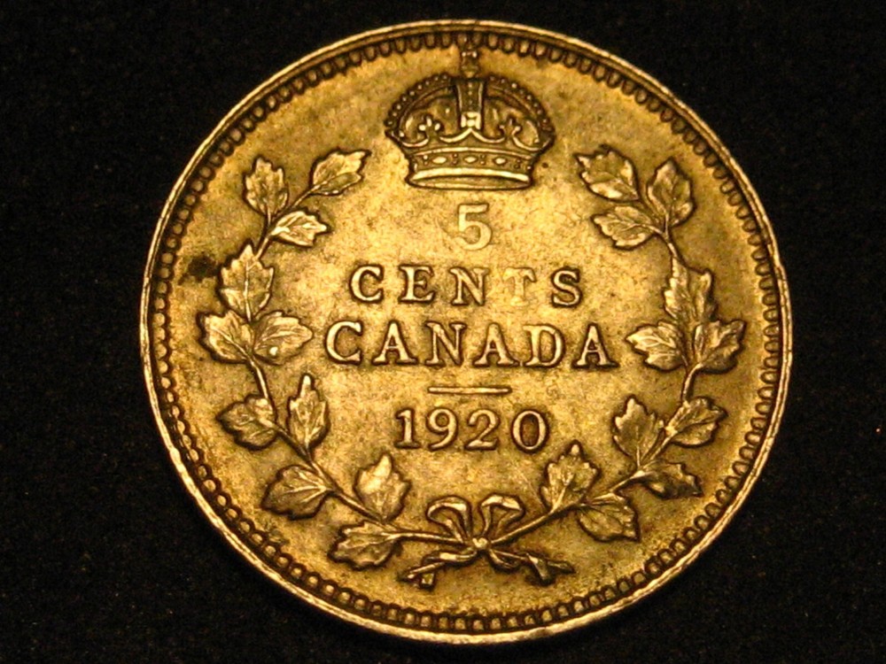 1920 Canadian Five Cent 80% Silver Piece Uncirculated