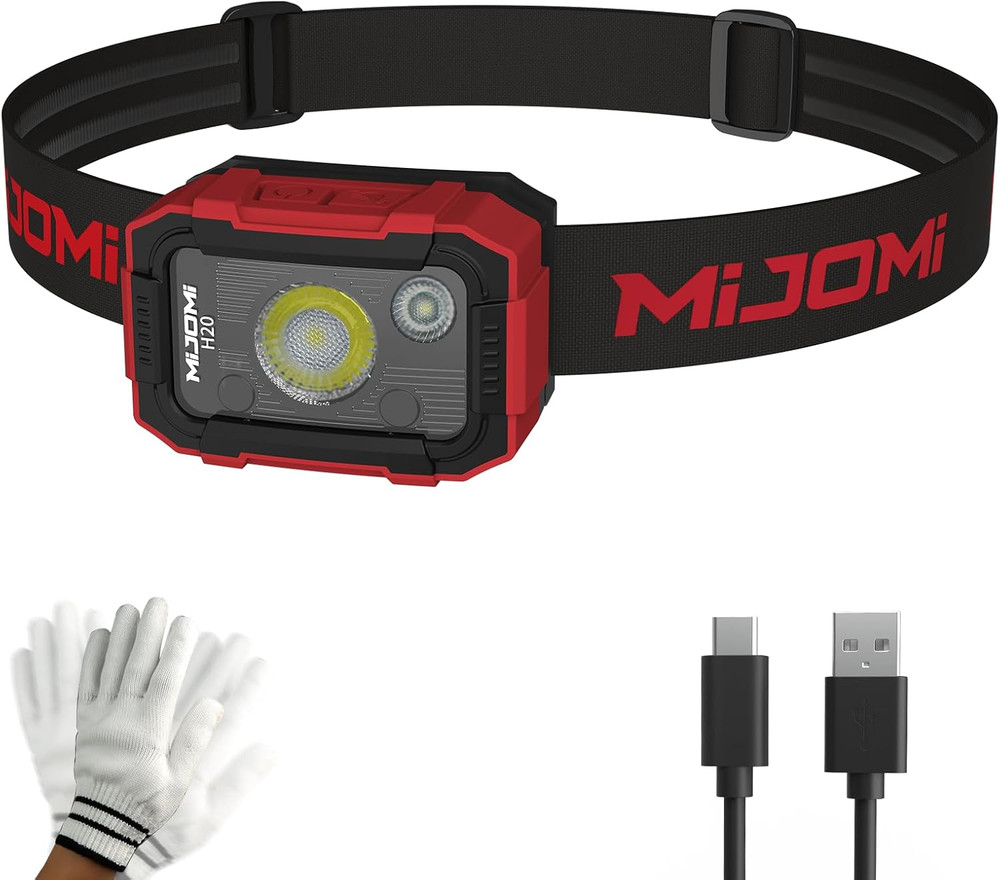 Linterna frontal recargable con sensor H20 y foco