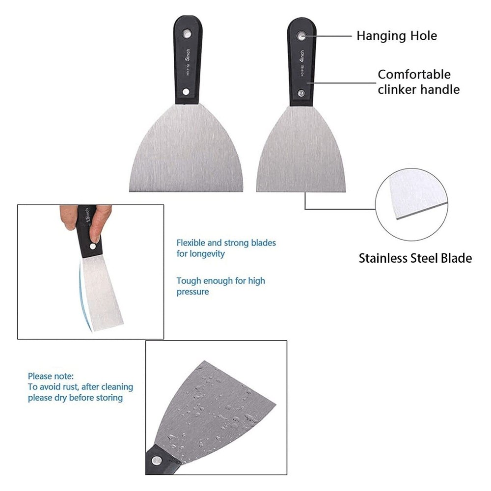 7 PCS Drywall ToolsPutty KnifePaint Scraper Tool With Storage BagStainless St...