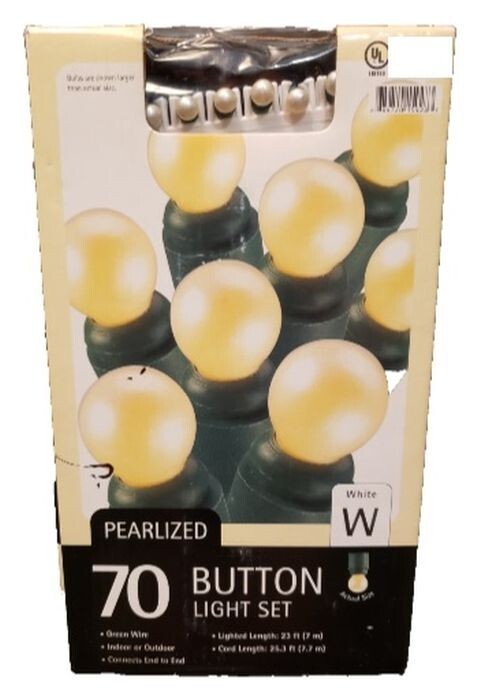 CLASSIC 2006 TARGET PEARLIZED WHITE BUTTON GLOBE 70 STRING LIGHT SET 25'~NEW~