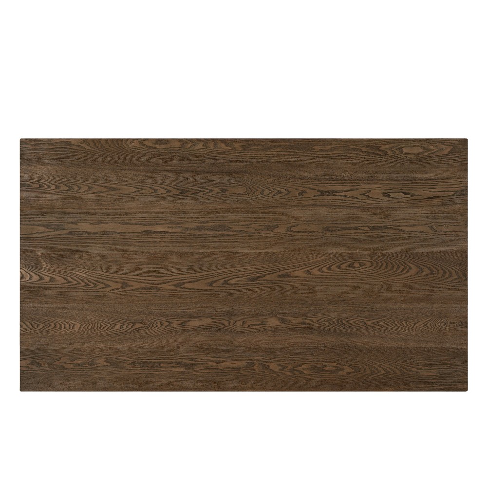 Walnut 63" Rectangular Dining Table Double V Legs Solid Rubberwood