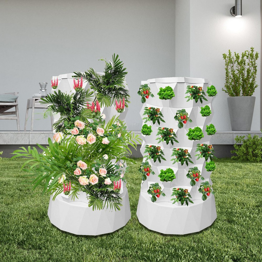 48 Hydroponic/Aeroponic Tower Indoor Herb Fruit Veggie Growing System w/ Pump