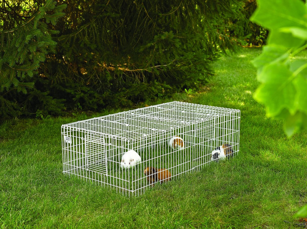 Guinea Habitat plus Cage, Includes Divider Panel and Hinged Top, Washable PVC Ca