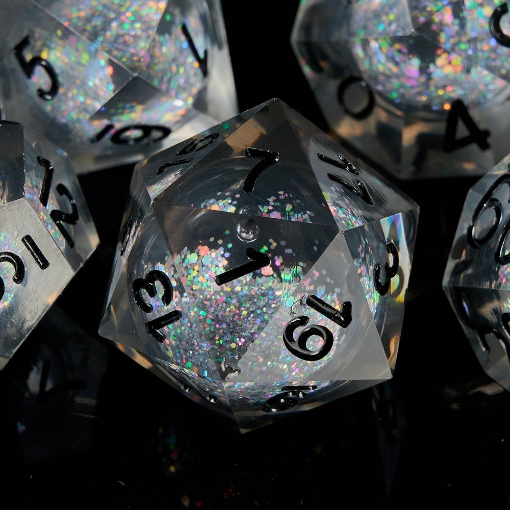 DND Dice Set,Liquid Core Handmade Sharp Edge 7 Piece Resin Dice-Dungeons and ...