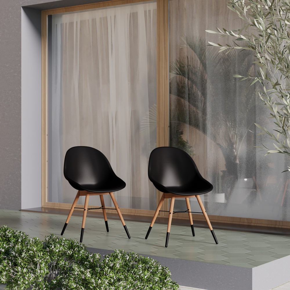 Amazonia Rix 5-Piece Outdoor Dining Set | Eucalyptus | Black Chairs