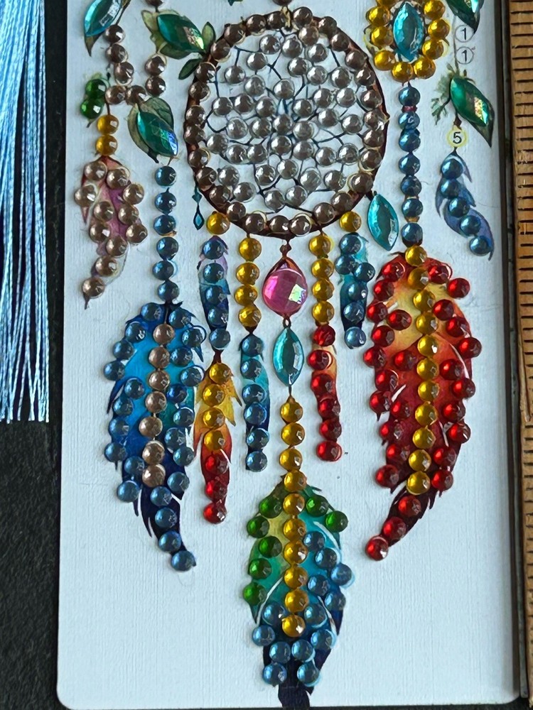 Handcrafted Diamond Art Design Bookmark With Tassel Thin Plastic