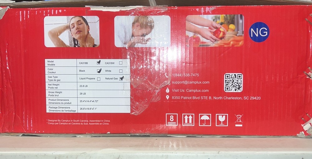 CAMPLUX CA318 Tankless Instant Hot Water Heater Natural GAS USED READ INF