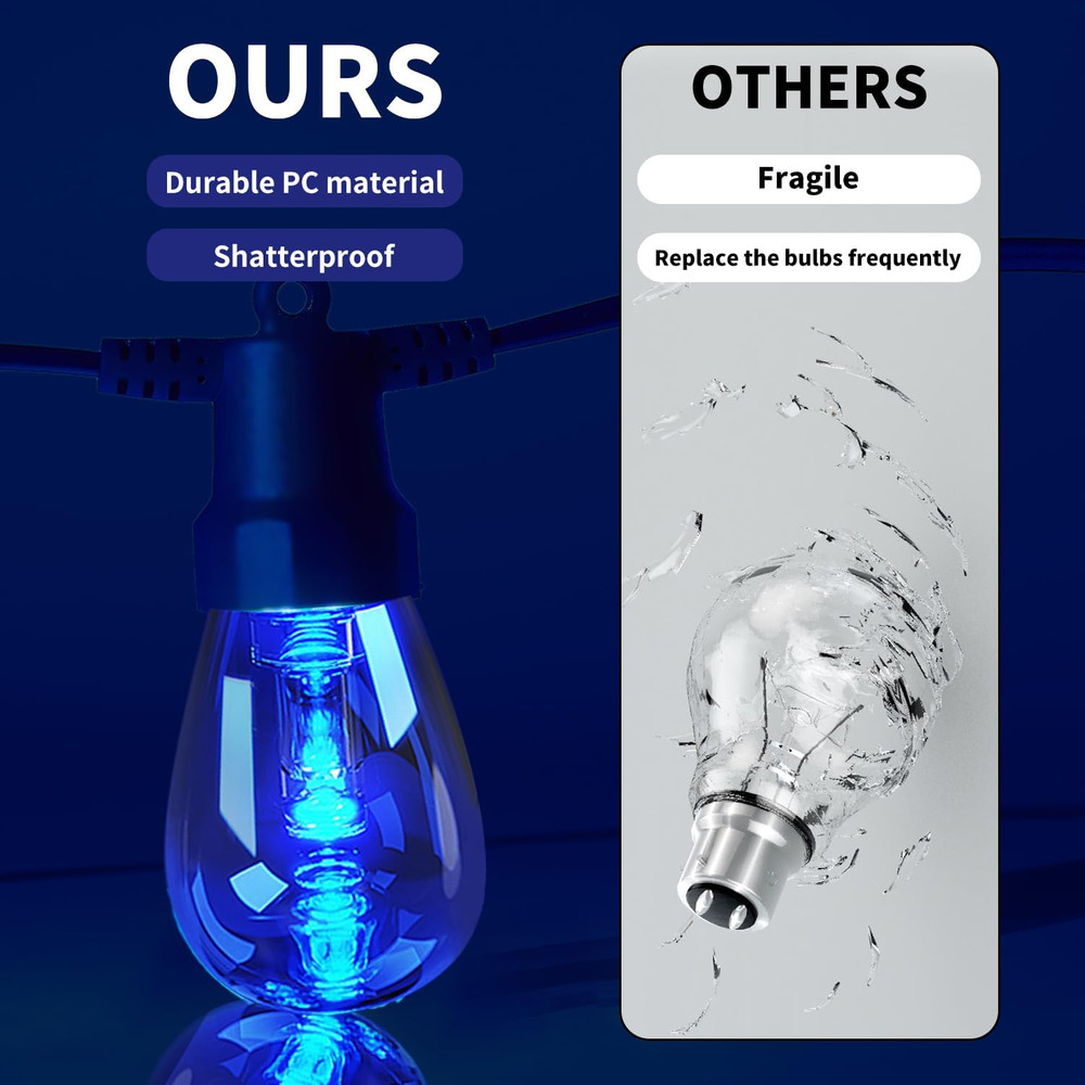 100FT Outdoor String Lights with 40 RGBW Bulbs, APP Control & Waterproof