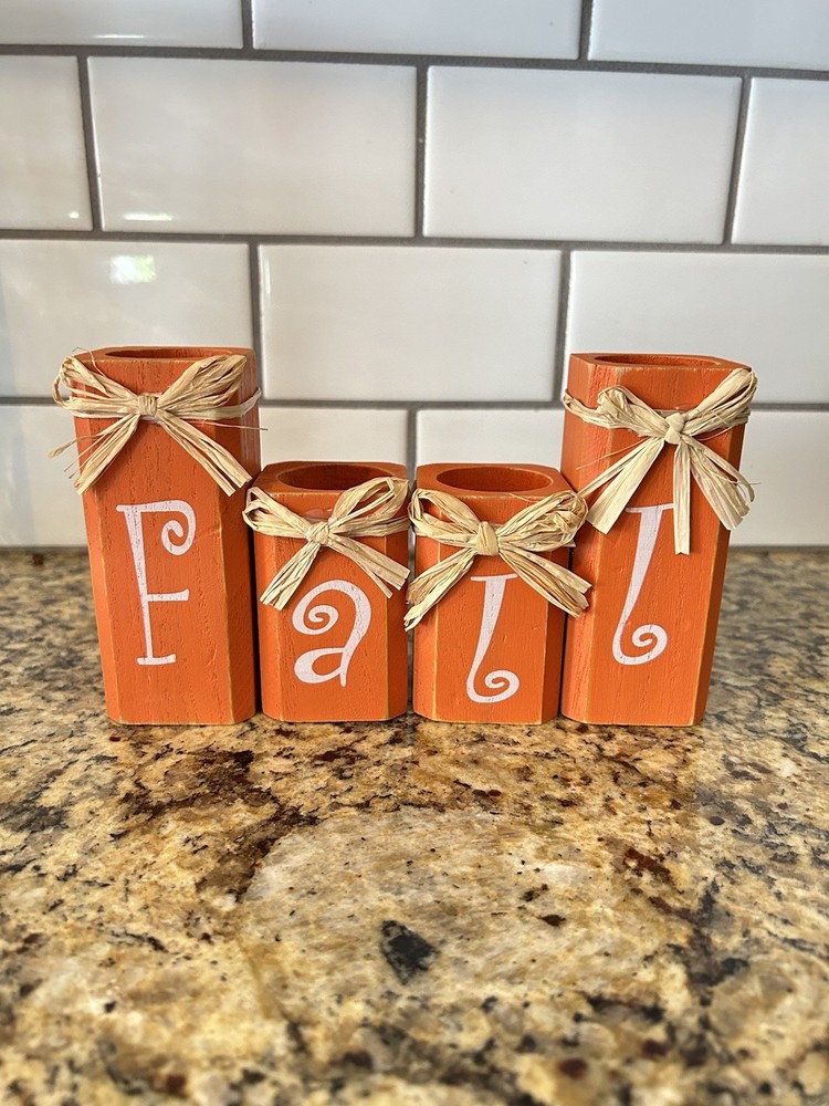 Fall letter blocks - Candle Holders- Fall Decor