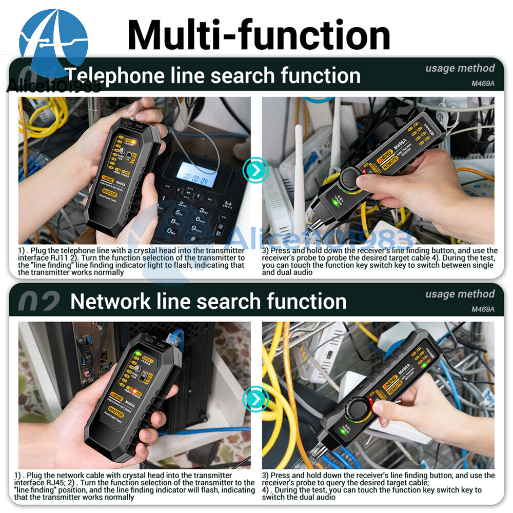 ANENG M469A Multifunctional RJ45 RJ11 Network Cables Tracker Networking Analyzer