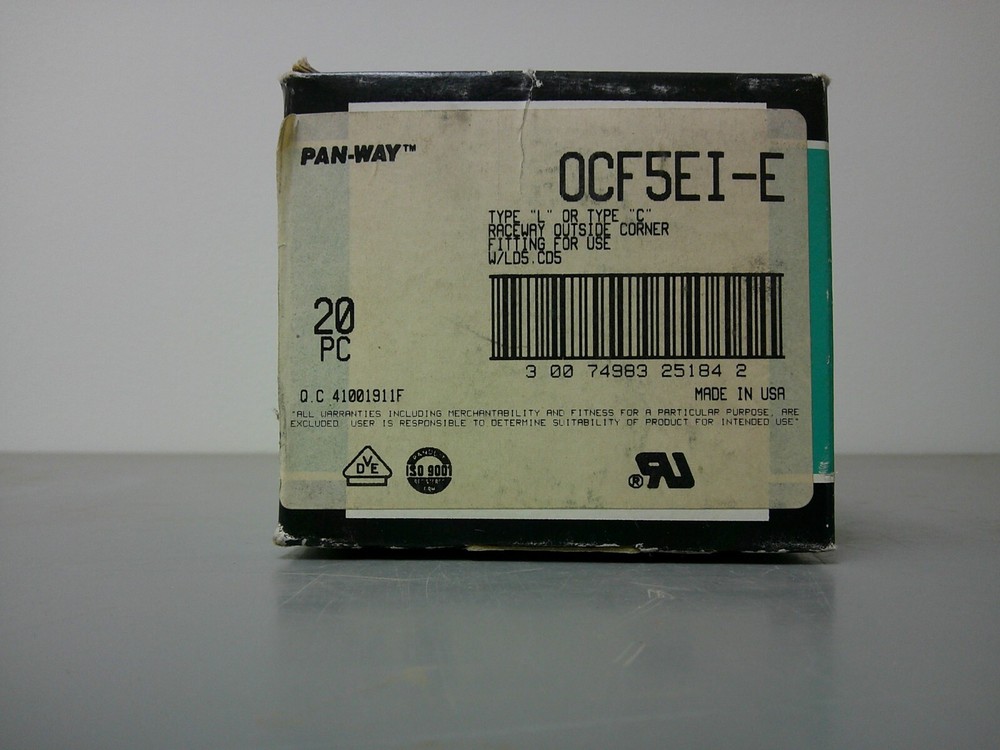 PANDUIT 0CF5EI-E TYPE "L" OR "C" RACEWAY OUTSIDE CORNER (20)