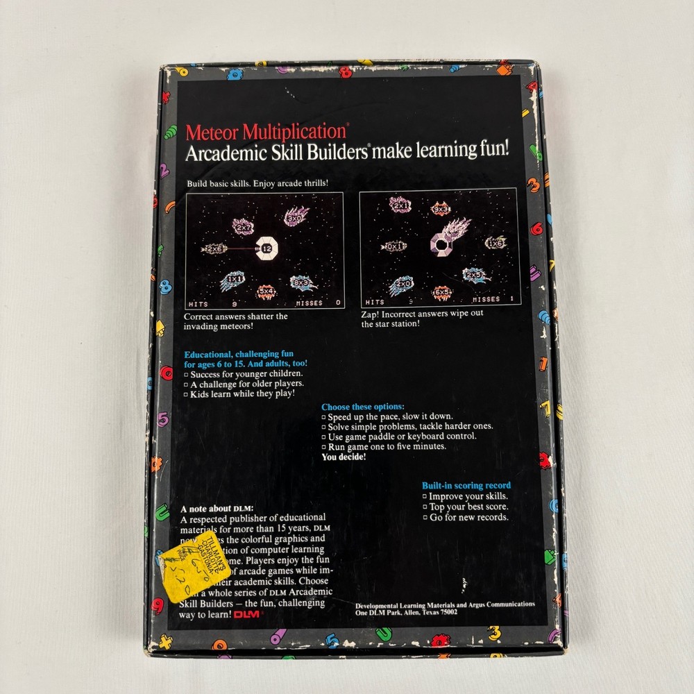 DLM Meteor Multiplication Educational Software Commodore 64 Disk