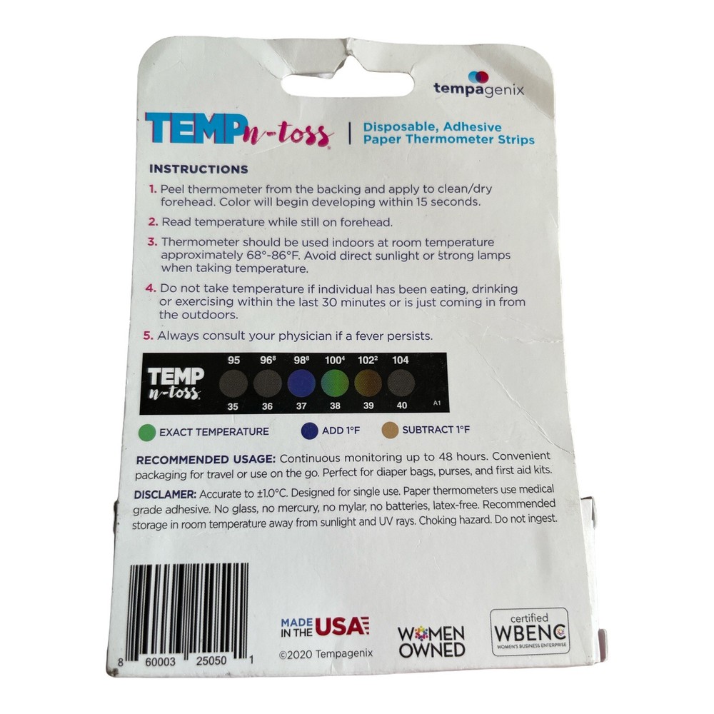 Temp - N -Toss Forehead Thermometer Strips, 6 Strips
