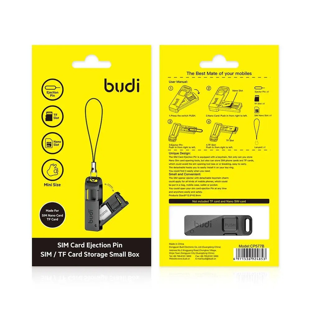 Multi-Function SIM Card Storage Case with Ejector Pin and Lanyard for TF Card