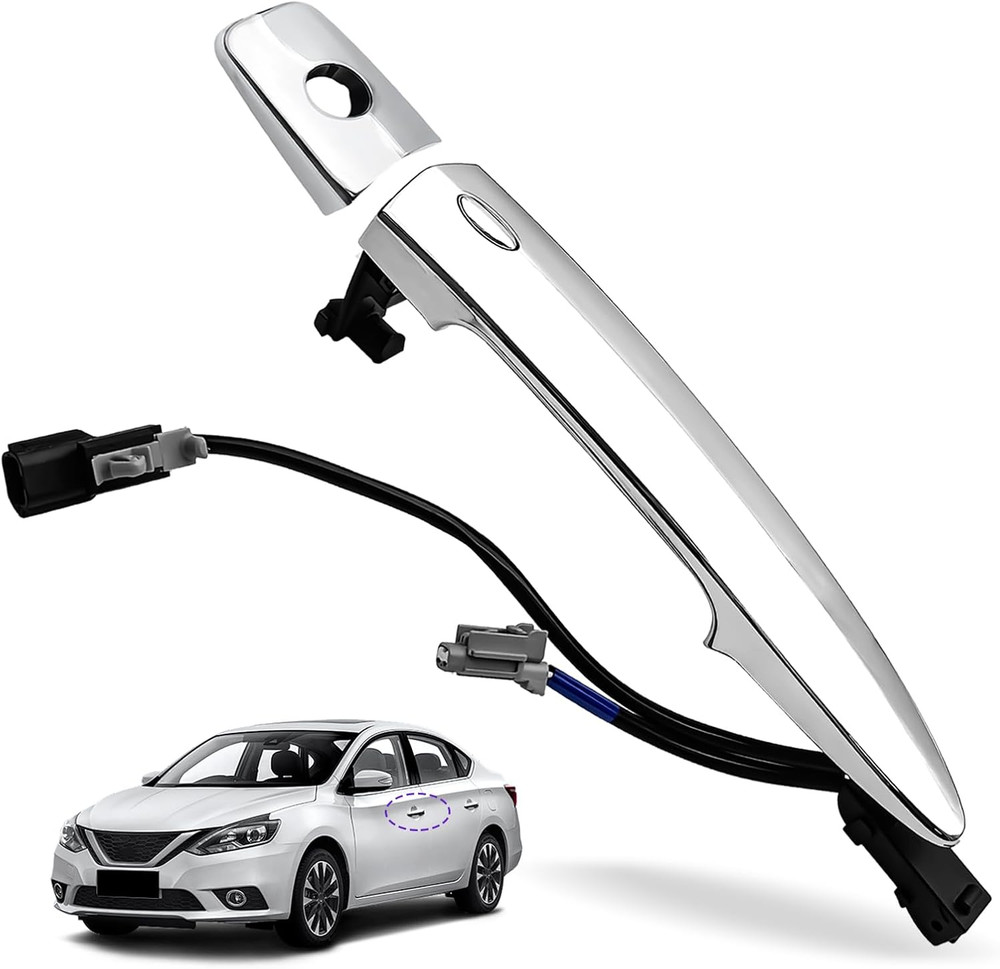 OEM Style Chrome Front Left Driver Door Handle with Smart Key Sensor Compatible