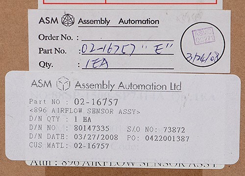 ASM PN: 02-16757 E 896 Airflow Sensor Assy/Assembly