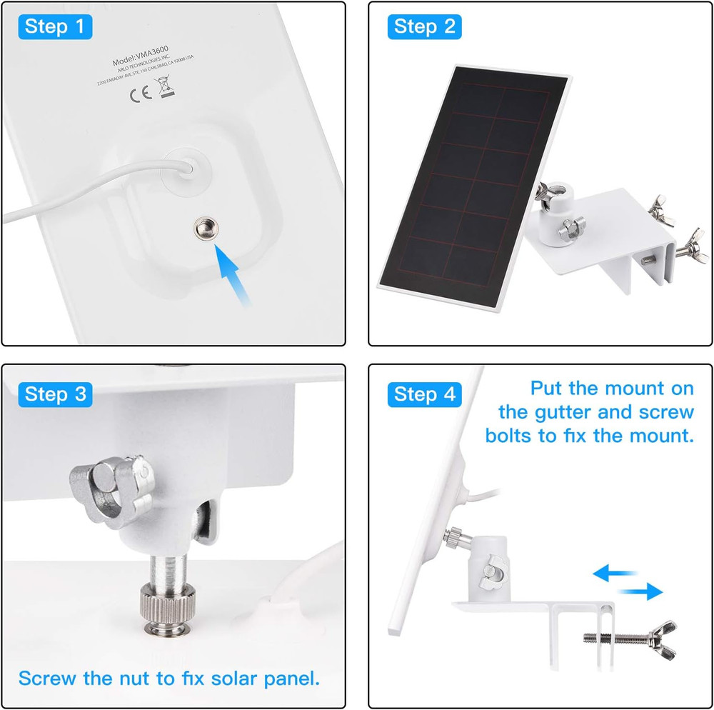 2Pack Gutter Mount Compatible with Arlo Essential Solar Panel, Arlo Pro 5S/Pro 4