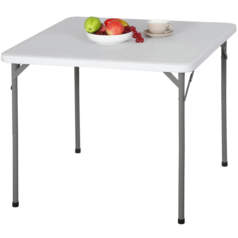 34" Fold in Half Square Table Portable Plastic Dining Card Table Foldable Home