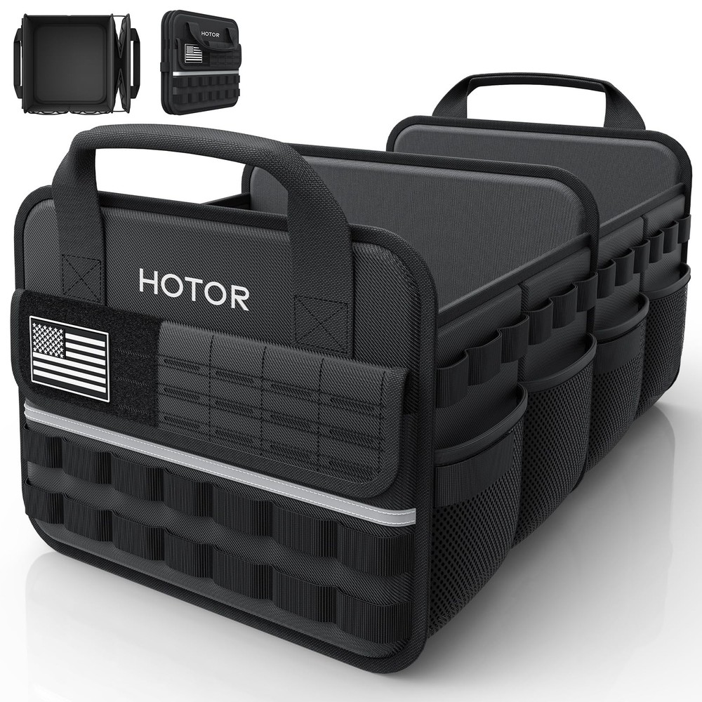 HOTOR Tactical Car Trunk Organizer - Foldable Medium, Black