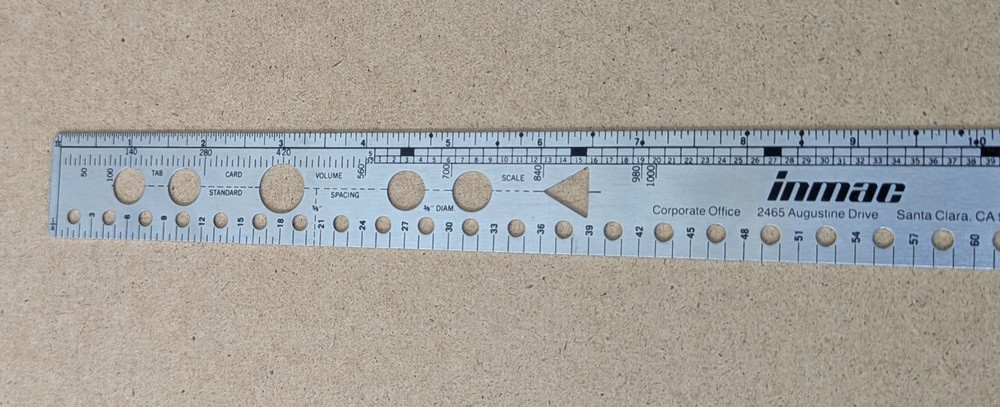 Vintage Inmac 18" Etched Data Processing Form Ruler Computer Layout Punch Cards