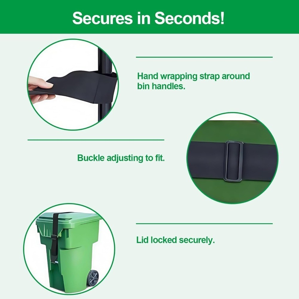 Heavy-Duty Adjustable Bungee Straps for Securing Trash Cans Against Bears and