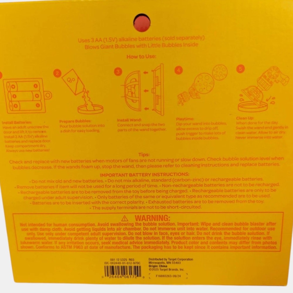 Double Bubble Blaster – Sun Squad Plastic Bubble Blower Toy Ages 3+